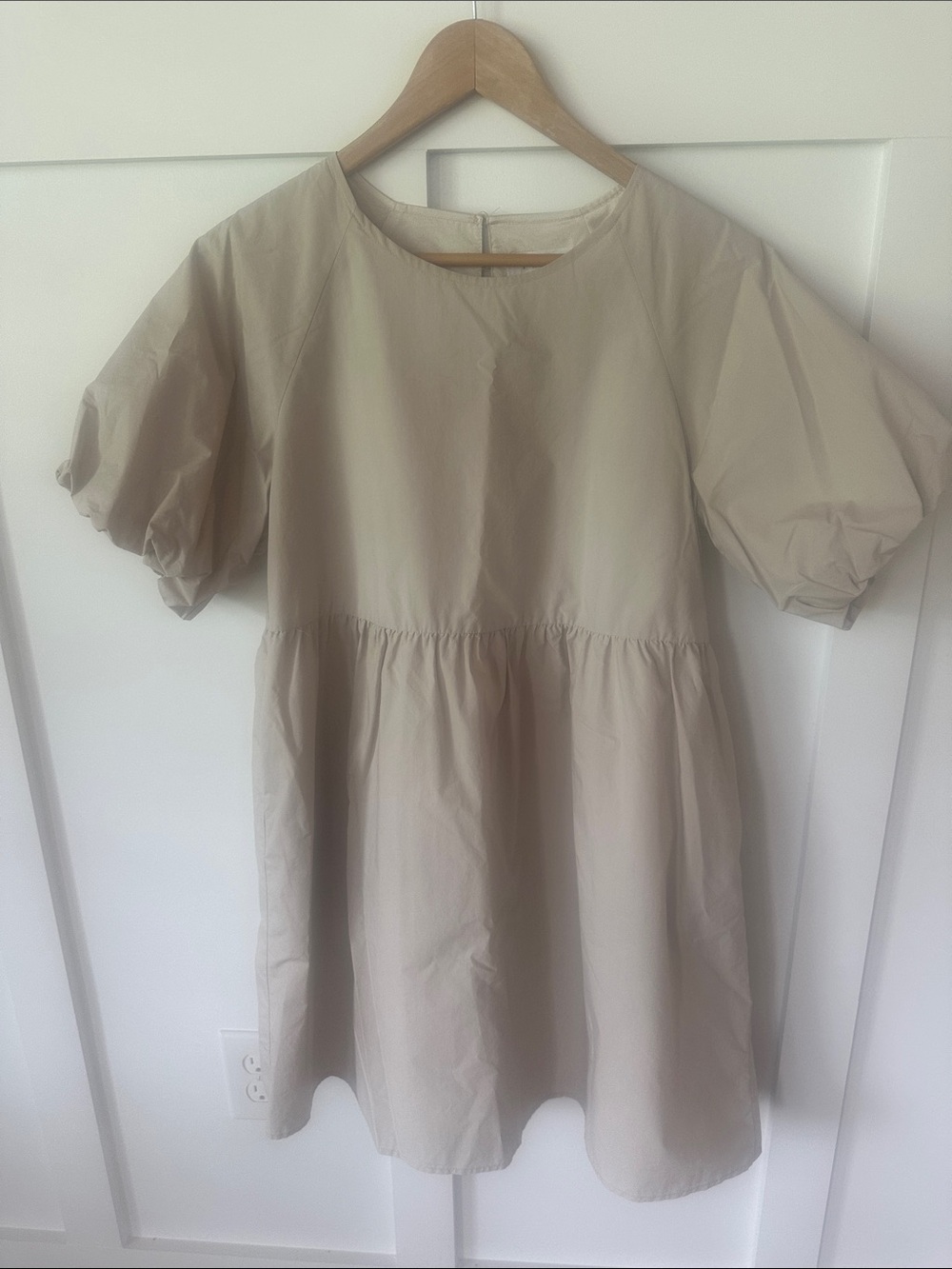 THML Beige Puff Sleeve Babydoll Dress